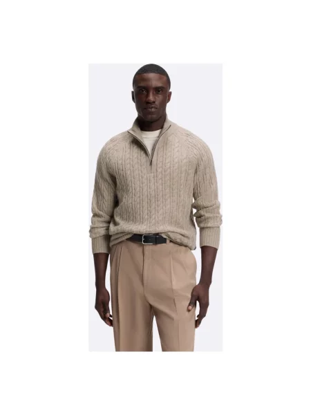 Sweter Boss wełniany brązowy