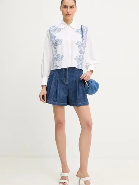 Ermanno Firenze koszula z dodatkiem lnu biała