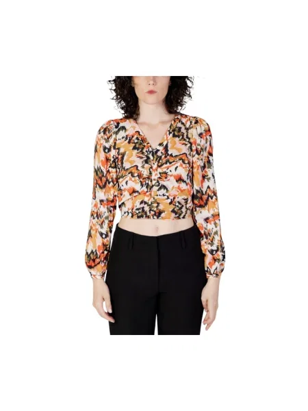 Bluzka Only z długim rękawem o krotszym kroju z dekoltem w serek czarna