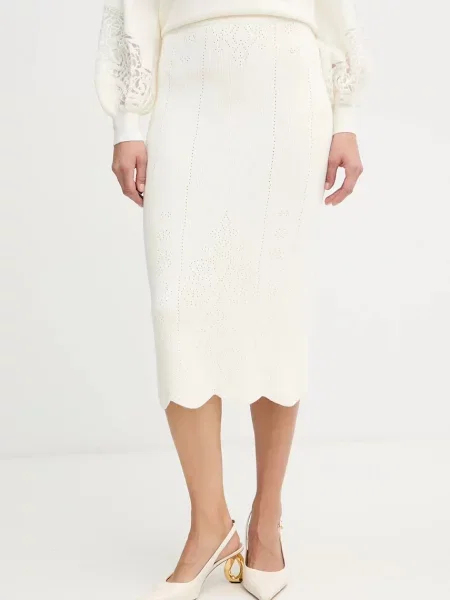 Twinset spódnica z domieszką wełny midi ołówkowa beżowy