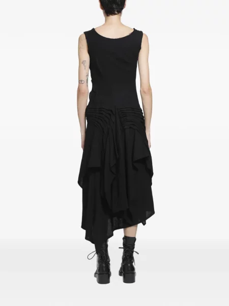 Rochie midi Yohji Yamamoto asimetrică negru