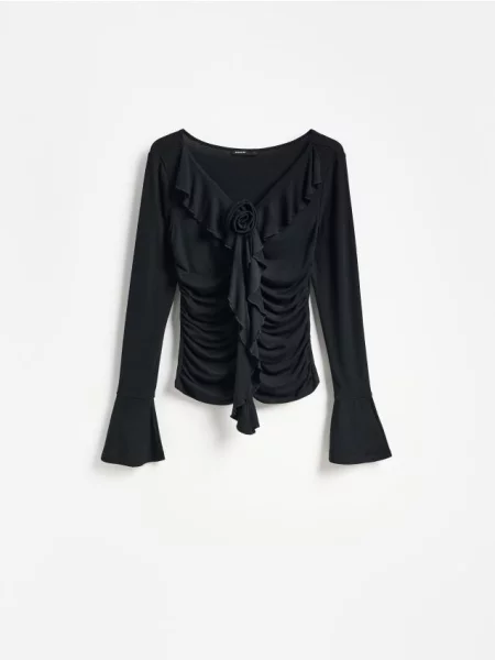 Reserved Bluză cu adaos de negru