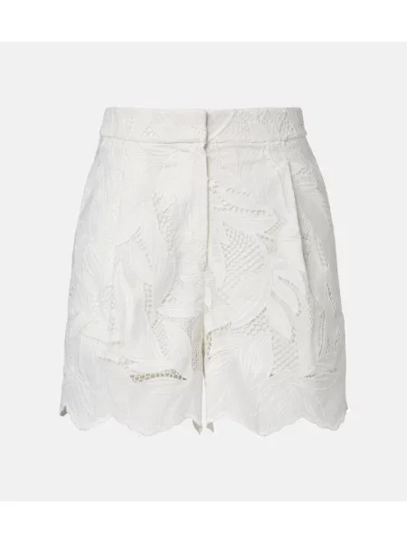 Pantaloni scurți Erdem cu broderie plasă alb