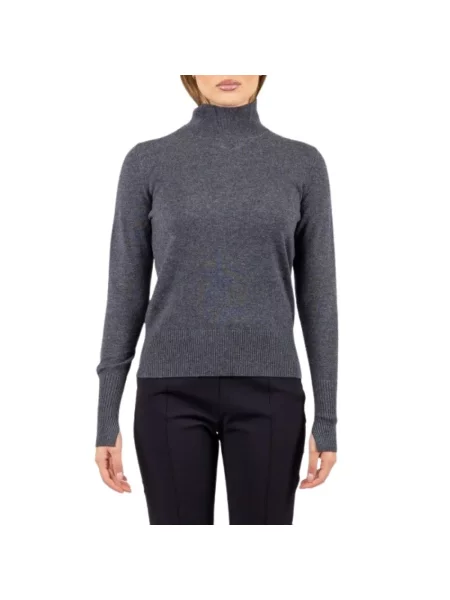 Lniany sweter z golfem Pinko szary
