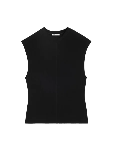 Top Ami Paris bez rękawów z dżerseju czarny