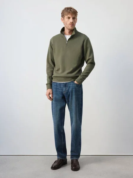 Bluza z mieszanki bawełny na khaki Mężczyzna S MANGO MAN