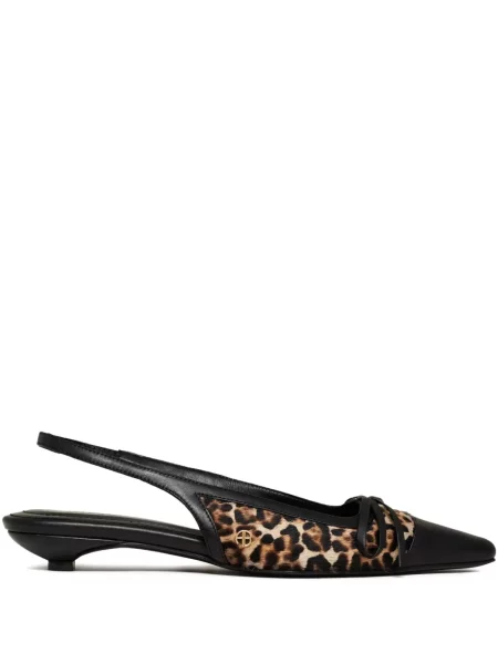 Balerini Anine Bing cu imagine cu model leopard slingback negru
