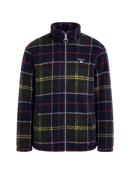 Cardigan Barbour din fleece în carouri albastru