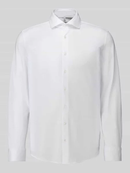 Koszula biznesowa o kroju slim fit z mieszanki bawełny i modalu model Light Spread Kent' Seidensticker biała