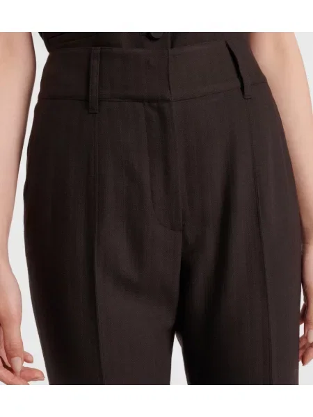 Pantaloni Gabriela Hearst cu talie înaltă de lână maro