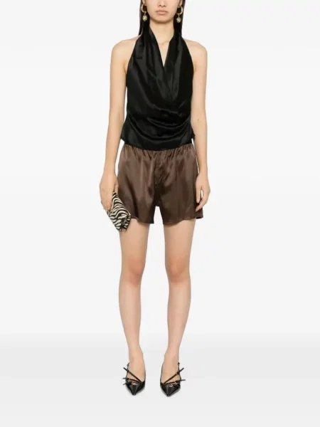 Pantaloni scurți Tom Ford din satin maro