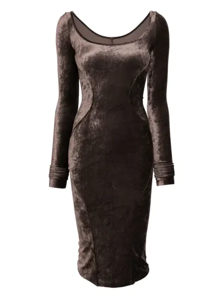 Rochie Rick Owens Lilies din velur maro