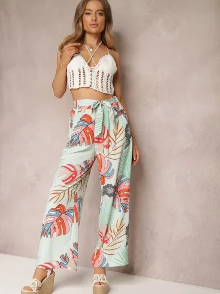 Pantaloni largi mentă Sofadia verde