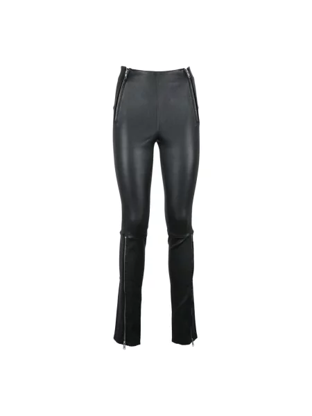 Skinny spodnie Helmut Lang skórzane czarne