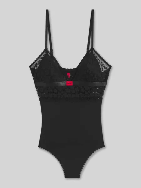 Body bieliźniane z detal z logo Hugo czarny