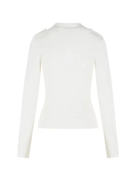 Tricou polo Courreges tricotate alb