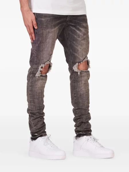 Blugi skinny Purple Brand zdrențuiți negru