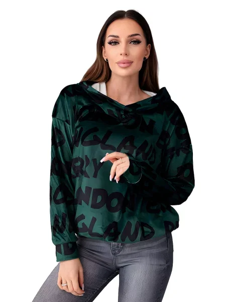 Kesi oversized mikina s potiskem tmavě zelená