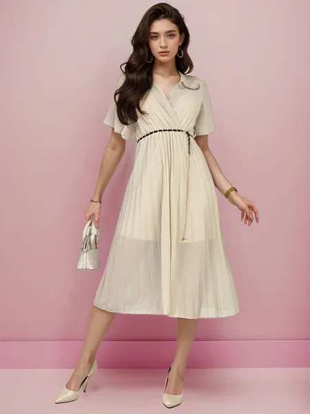 Rochie midi Resti plisată până la genunchi de costum