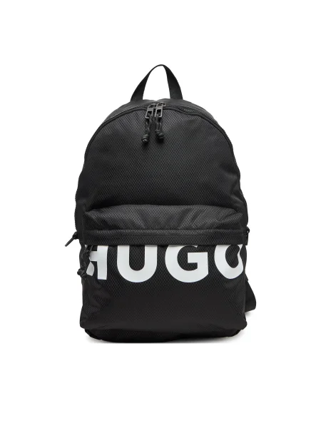 Раница HUGO голям с принт черно