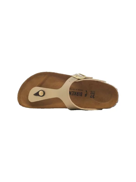 Șlapi Birkenstock din piele auriu