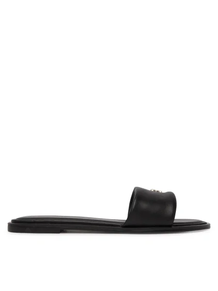 Calvin Klein Šľapky Round Flat Sndl Lth Bar Hw 2 čierna