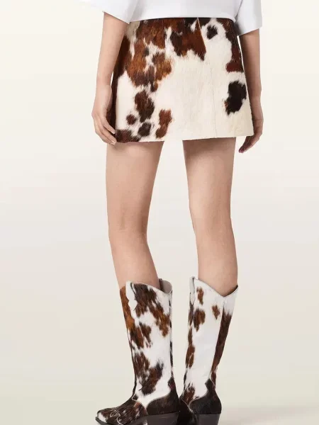 AllSaints fustă de piele DAPPLE MINI maro