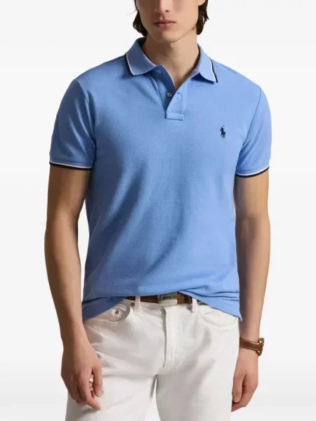 Frotir prugasta polo majica Polo Ralph Lauren s vezom plava