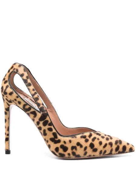 Pantofi cu toc Aquazzura cu imagine cu model leopard maro