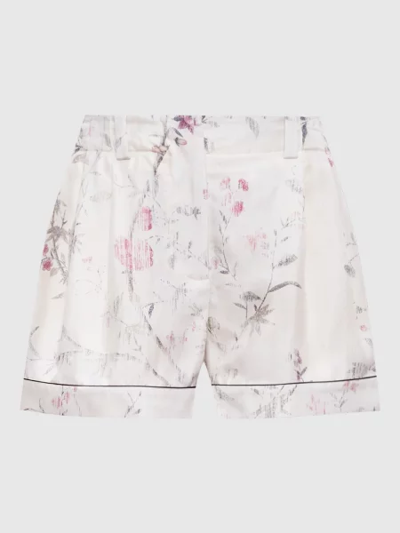 Шорти кольору айворі із шовку в квітковий принт Givenchy бежеві