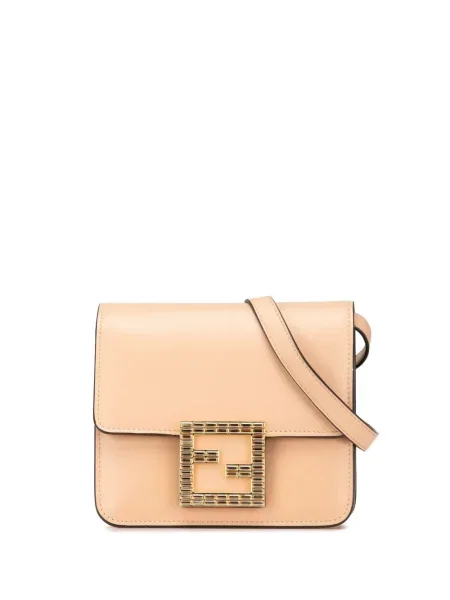 Kožená křišťálová kožená taška Fendi Pre-owned hnědá