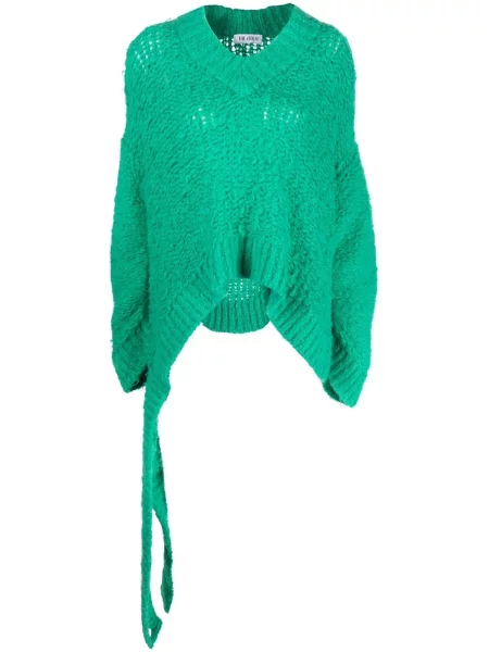 Pulover The Attico tricotate cu decolteu în V verde