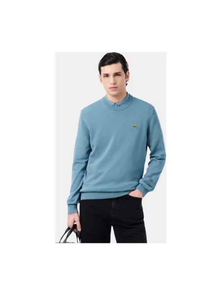 Dzianinowy sweter Lacoste niebieski