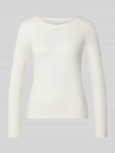 Bluzka z długim rękawem o kroju slim fit z mieszanki bawełny Marc Cain biała
