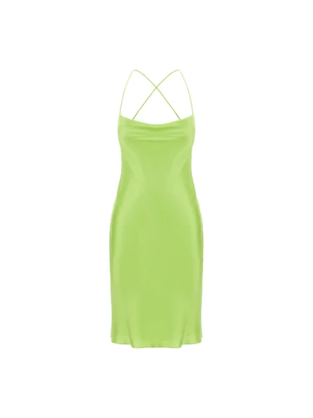 Satynowa sukienka mini Saint Laurent zielona
