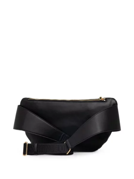 Matlasat curea Love Moschino cu autograf negru