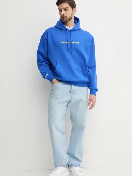 Кофта Red Bull Racing x Pepe Jeans BREAKING RECORDS HDY фіолетовий з капюшоном з принтом червоний