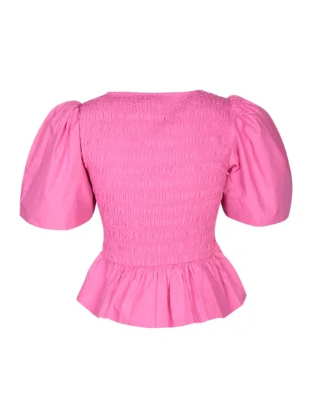Bluzka Ganni z krótkim rękawem różowa