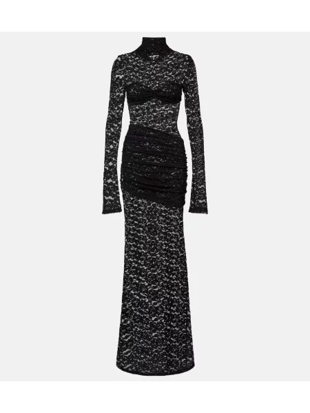 Odgovarati maksi haljina Bananhot s cvjetnim printom s čipkom smeđa