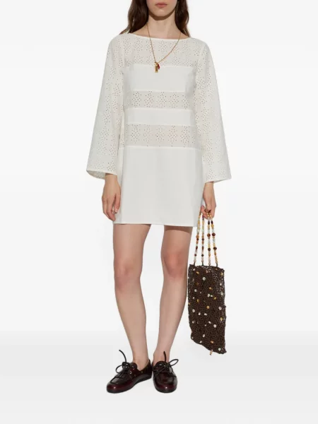 Rochie mini Posse cu broderie alb