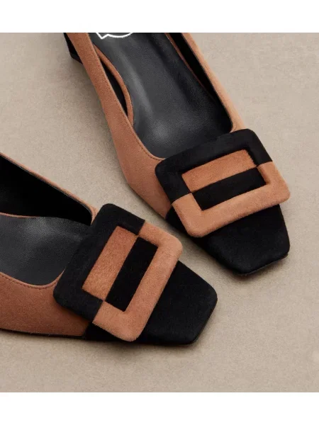 Pantofi cu toc Roger Vivier din piele de căprioară maro