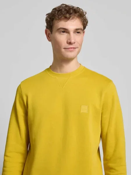 Bluza o kroju relaxed fit z czystej bawełny model ‘WESTART’ Boss Orange żółta