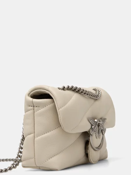 Pinko crossbody torbica usnjena bež