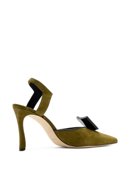 Pantofi cu toc Manolo Blahnik cu cataramă verde