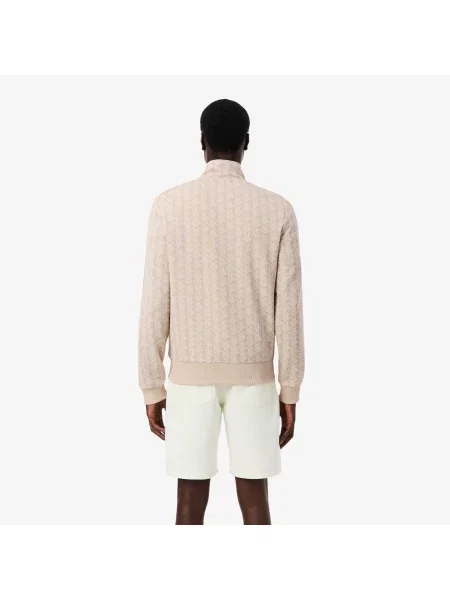 Lacoste Żakardowa Bluza Dresowa Paris Zapinana Na beżowy