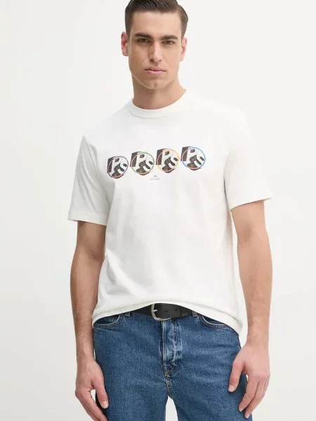 PS Paul Smith tricou din bărbați cu imprimeu alb