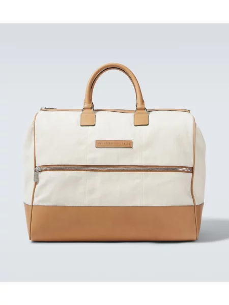 Кожена чанта Brunello Cucinelli бяло