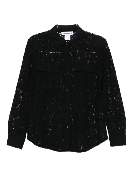 Długa koszula Dkny koronkowa czarna