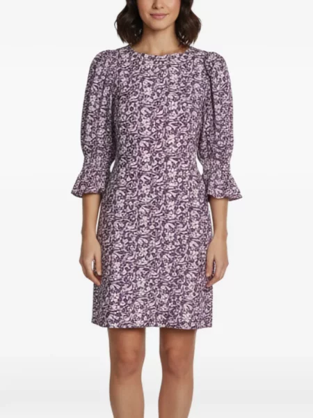 Rochie mini Maje cu model floral cu imagine cu spatele deschis violet