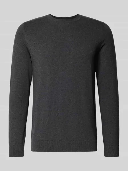 Sweter z dzianiny o kroju regular fit z czystej bawełny model ‘BERG’ Selected Homme szary
